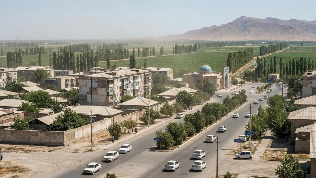 The AI-generated scene for 2026-08-23, depicting Jizzakh, Uzbekistan.